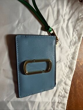 Marc Jacobs Light Blue Cardholder Wristlet with Gold Hardware